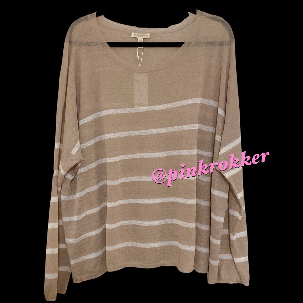 Eileen Fisher Light Weight Linen Striped Sweater